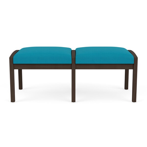 Lesro Lenox Wood 2 Seat Bench Wood Frame, Mocha, OH Waterfall Upholstery LW2001 - main